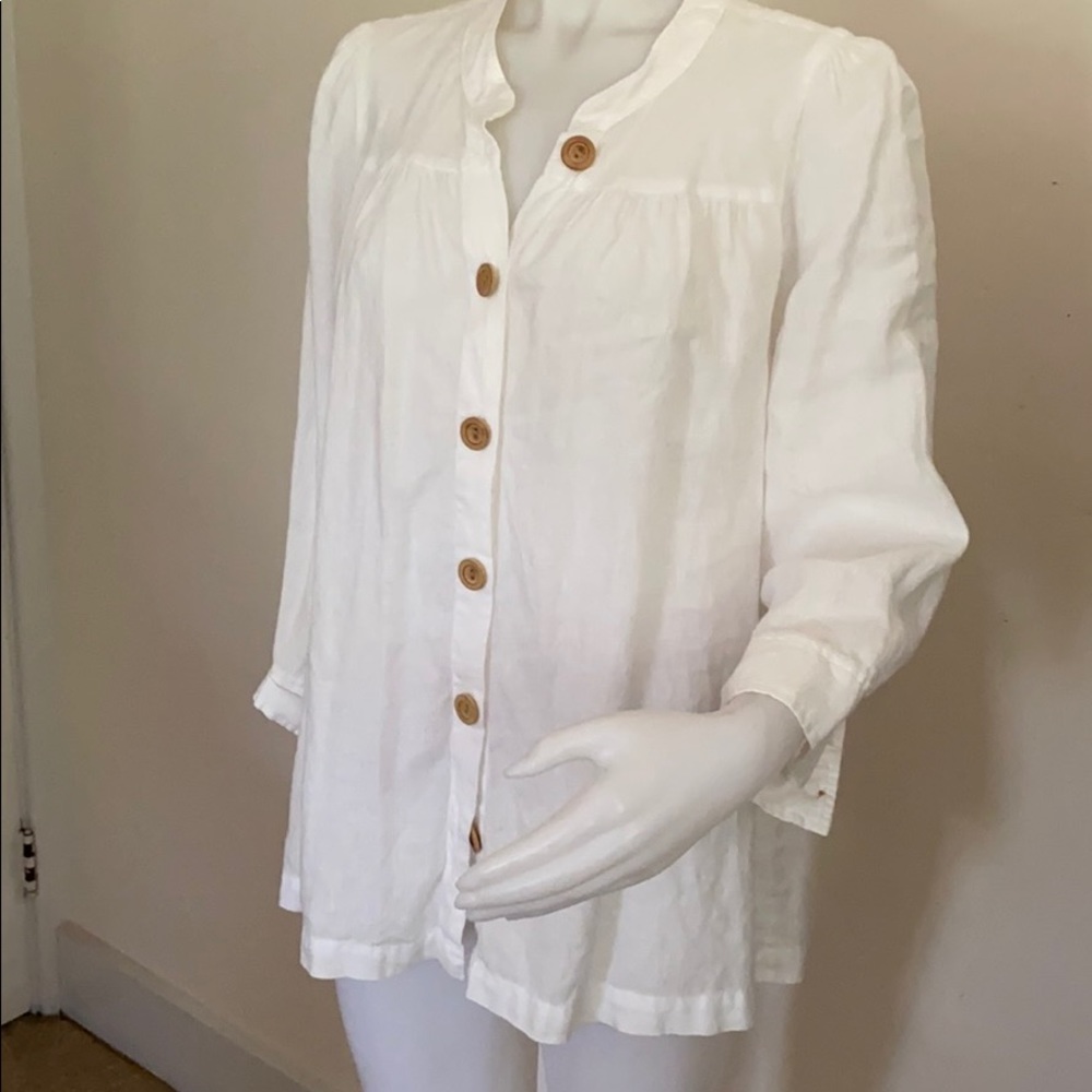 White Linen Button Down Shirt-Banana Republic